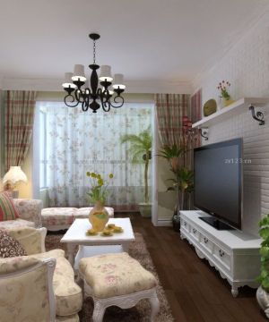 最新田园风格90平方两室两厅客厅装修效果图