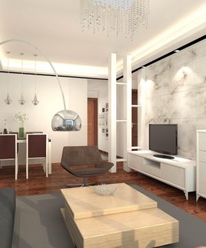 80平米小户型客厅花纹瓷砖电视背景墙装修效果图