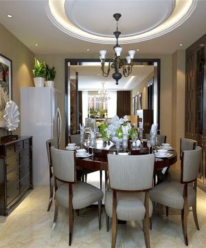 2025新中式餐厅实木博古架装修效果图片