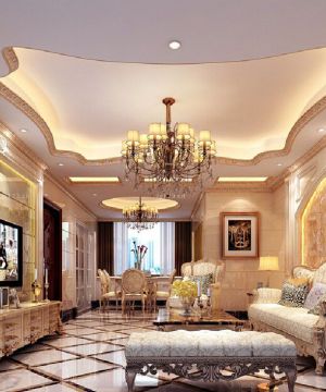 2025室内装修欧式客厅吊顶效果图大全