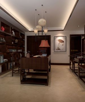 最新中式书房实木博古架设计图片2025