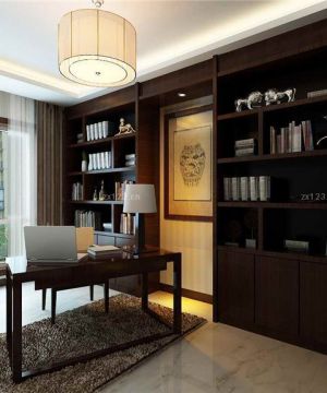 经典书房组合书柜装修效果图片