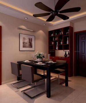 最新140平米三室二厅餐厅实木博古架装修图片大全2025