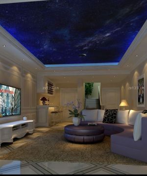 2025最新法式客厅天花板贴墙纸装修效果图片