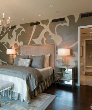 2025美式房屋90平米小户型浪漫的主卧室卫生间装修效果图