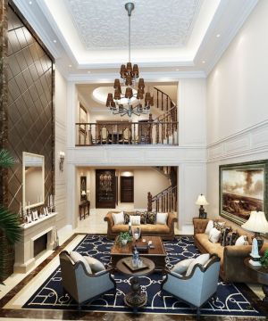 2025别墅内部客厅墙面装饰装修效果图片