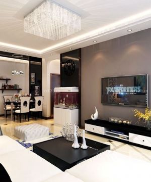 简约时尚客厅咖啡色墙面装修效果图片