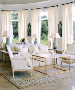 精美农村别墅白色窗帘装修效果图片