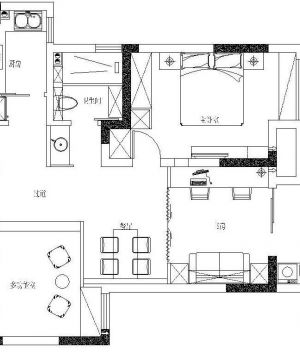 80平米一居室装修平面图