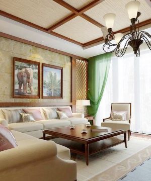 最新农村小别墅家装客厅窗帘搭配效果图