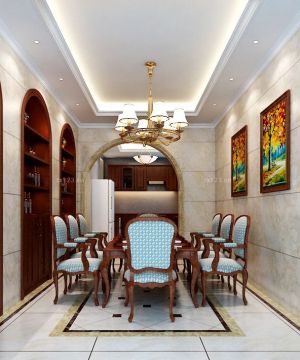 美式别墅样板房餐厅装修效果图片2025