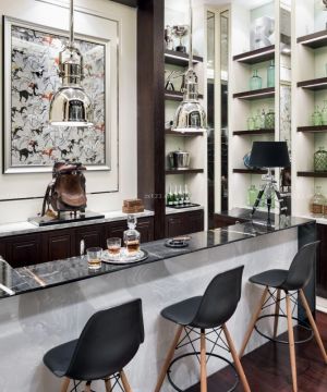 别墅精装修开放式厨房吧台设计效果图大全