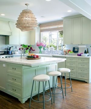 唯美一层乡村别墅开放式厨房设计效果图欣赏