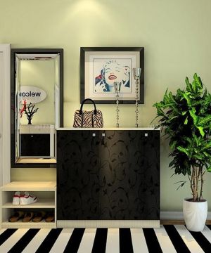 进门鞋柜鞋柜装修效果图片带镜子2025