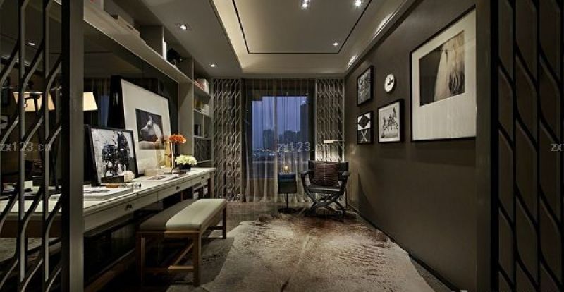 现代中式风格家居书房装修图片2025