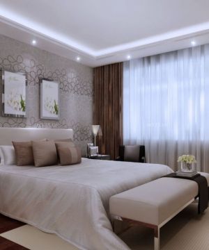 2025 现代主卧室咖啡色窗帘装修效果图片