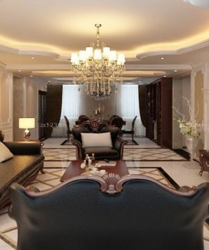 大客厅欧式吊顶装饰装修效果图片