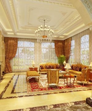 欧式房子客厅窗帘装修设计效果图片