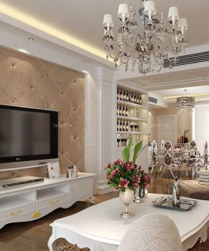 小户型客厅软包电视背景墙电视墙装修效果图大全2025图片
