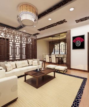客厅中式实木沙发效果图2025