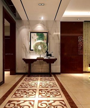 中式玄关背景墙造型设计效果图2025