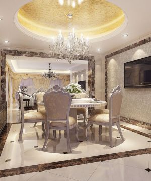 欧式餐厅压纹壁纸背景墙装修效果图片