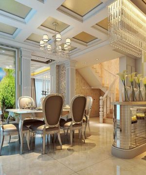 欧式跃层别墅餐厅设计装修效果图