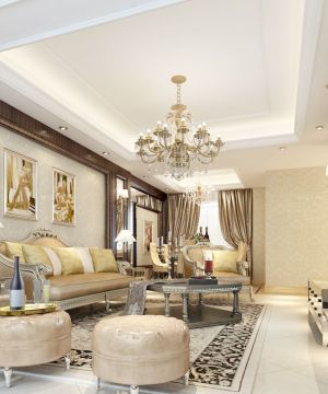 简欧式客厅沙发背景装修效果图