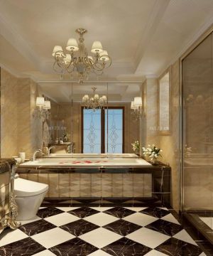 简欧卫生间浴缸装修效果图片大全