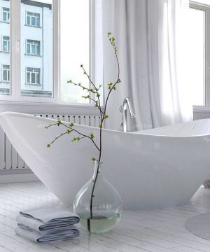 厕所简约白色浴缸装修效果图片