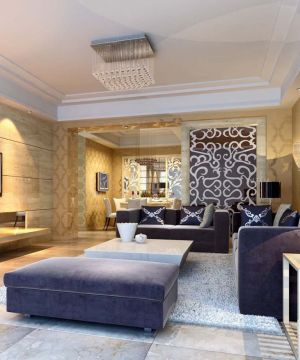 长方形客厅屏风隔断装修效果图片