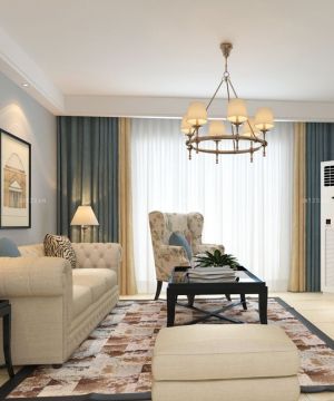 简约客厅简约吊灯装修效果图片