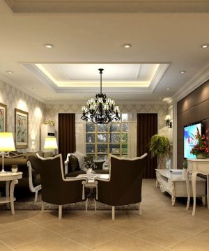 欧式小别墅别墅客厅装修效果图片大全