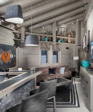 交换空间50平小户型生态木吊顶效果图