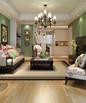 房子客厅布艺窗帘装修设计图片大全110平