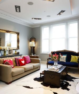 复古80平米小户型欧式灰色墙面装修效果图片