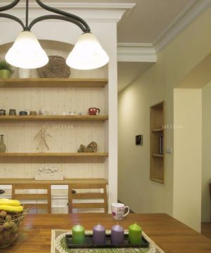 90平方两室两厅餐厅墙面置物架装修效果图片