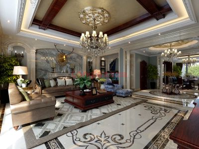 沈阳龙发装饰通化丽景人家500平欧式装修效果图