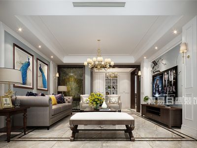 东方诚园195平四居室美式风格装修效果图