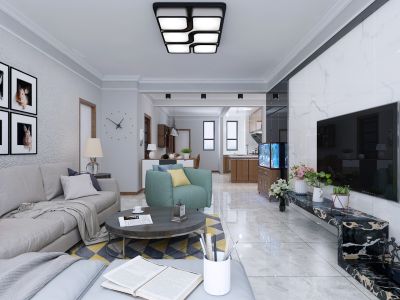 140平米三居室极简风格装修设计效果图