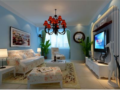 天瑞幸福里地中海风格二居室装修案例