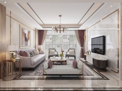 中央城轻奢风格130平米四居室装修案例