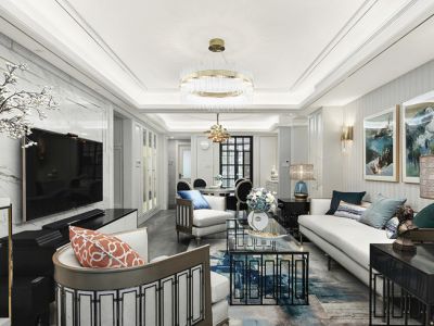 华龙金城三居117平新中式风格装修案例