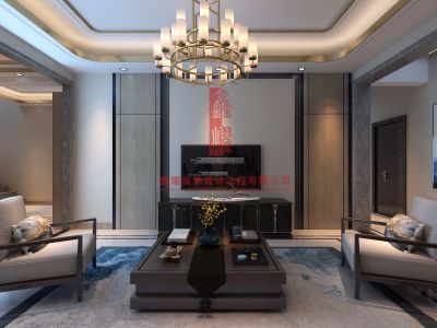 东河上的院子中式风格380平米别墅装修案例