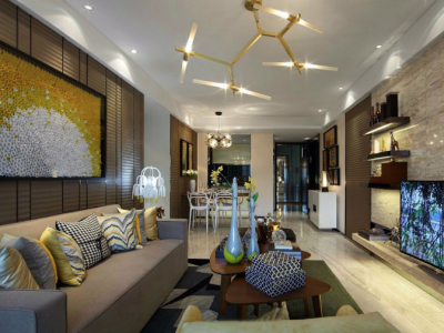 东京湾109㎡现代简约风三居室装修案例