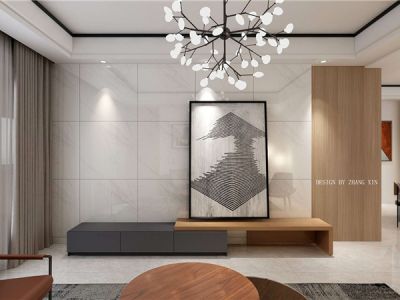 阳光假日花园143平米三居室现代简约风格装修案例