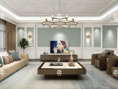 铂芙艺术壁材现代风格100平米三室两厅装修案例