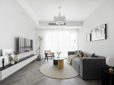 名豪假日雅苑100平米现代极简风三居室装修案例