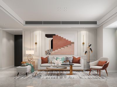 世茂御龙湾160平米轻奢风格四居装修案例