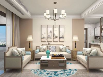 伊岸宜家130平方新中式风格三室两厅装修案例